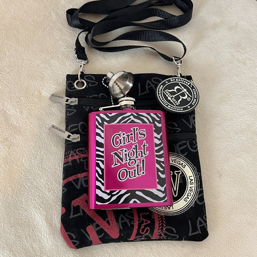 Robin Ruth Las Vegas Pouch & Flask NWOT